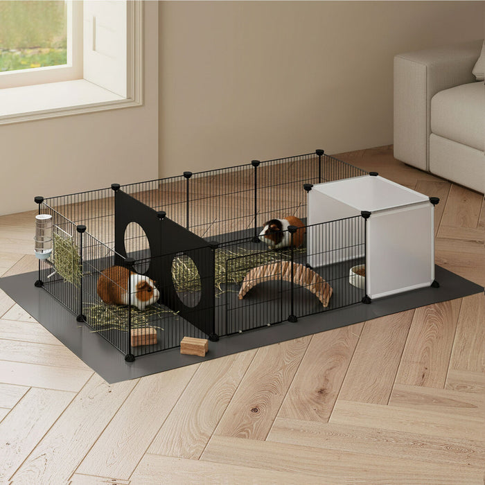 Pet DIY Playpen 16 Panels Guinea Pig Small Animals Cage Exercise Fence Mat