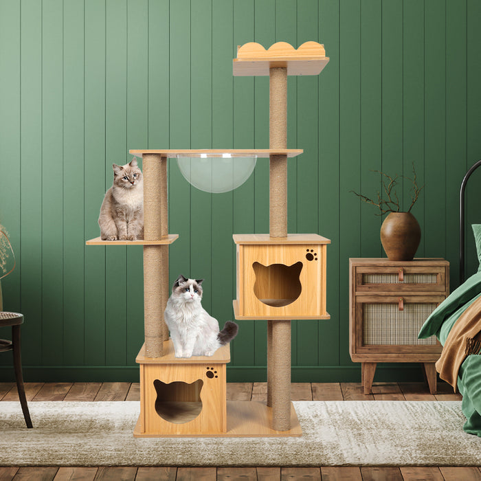 PaWz Cat Tree Scratching Post with Cat Face House