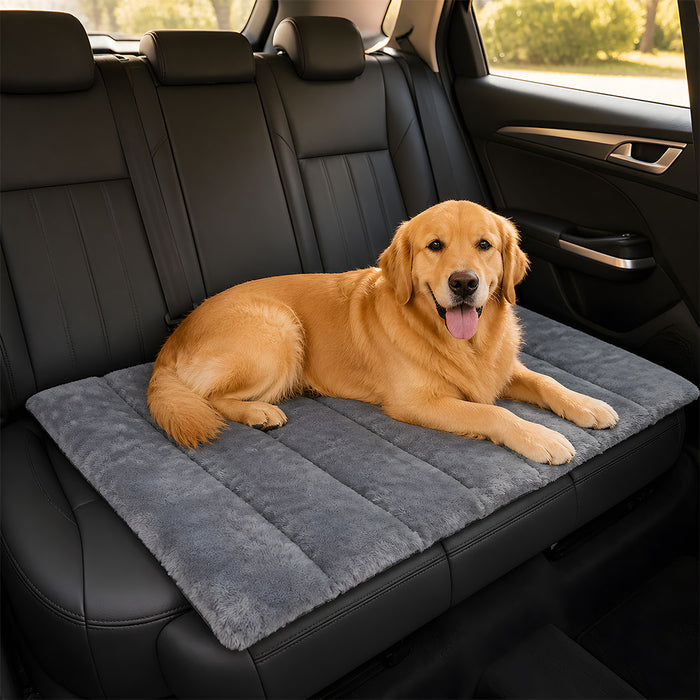 Dog Bed Large Plush Mat Water Resistant Base for Camping Car Boot Grey