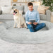 Men with dog on human-size-nap-bed