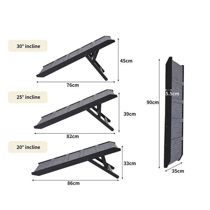 PaWz Adjustable Height Dog Ramp Dimensions 