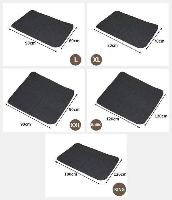 PaWz Reusable Puppy Pee pads size chart