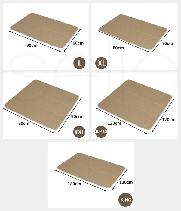 PaWz Washable Pee Pads Dimension of all sizes 