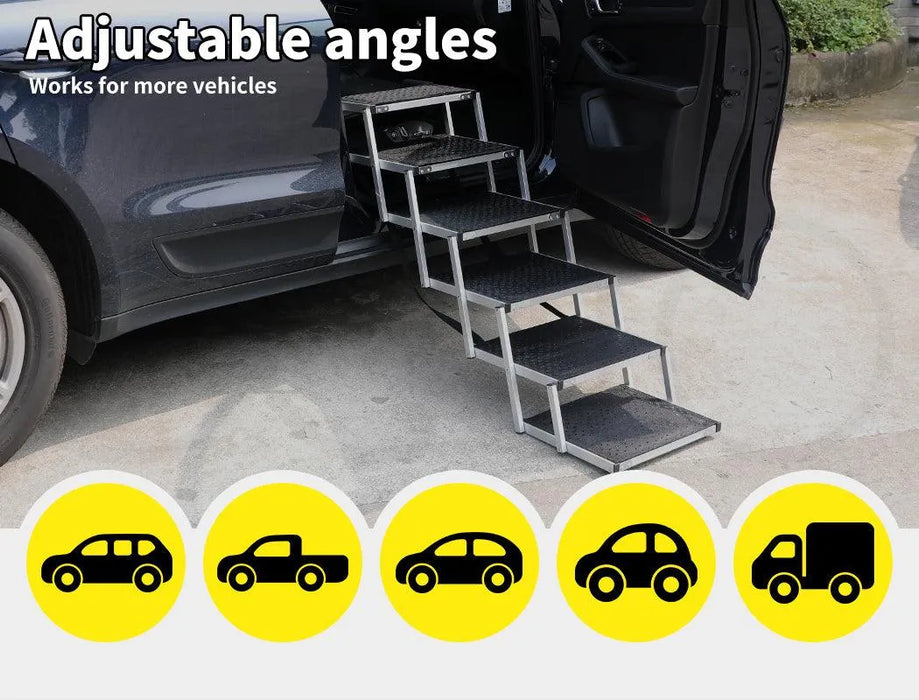 Pawz Collapsible Dog Stairs attache with SUV car