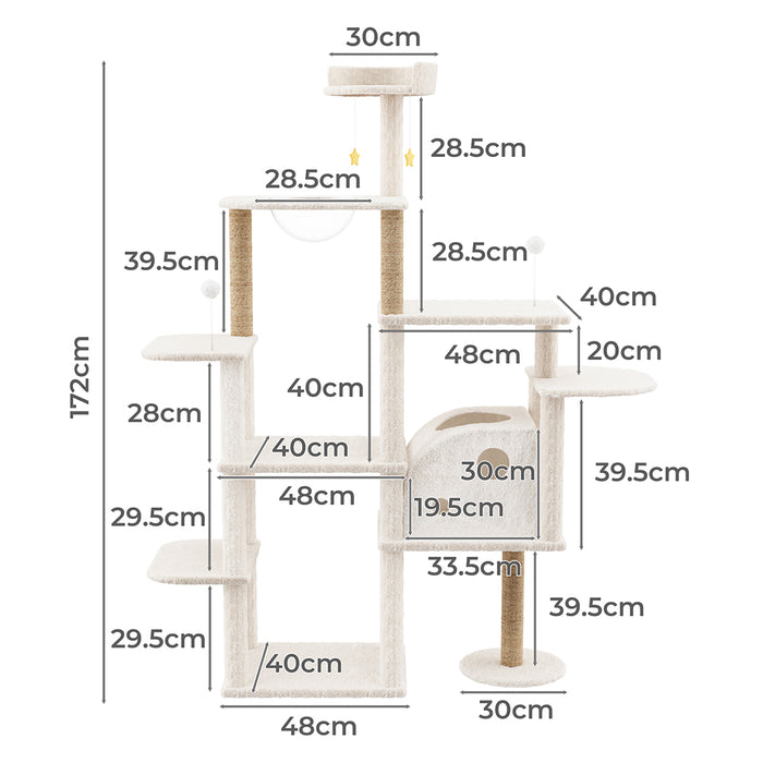 Pawz Wooden Multi-level Cat Tree Tower Large 172cm Dimensions