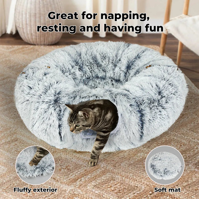 PaWz Cat Tunnel Bed – Plush, Foldable Play Tube for Cats