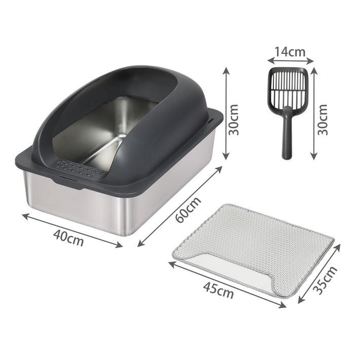 Pawz stainless steel cat litter box​ with accessories 