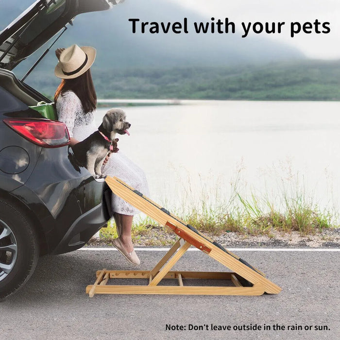Pawz wooden dog ramp portable attached on a car boot