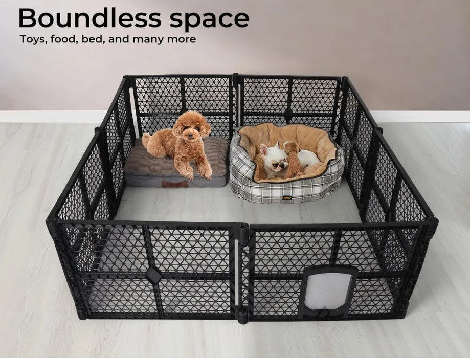 Puppies are relaxing in the playpen
