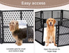 Puppy and dog are standing in the playpen