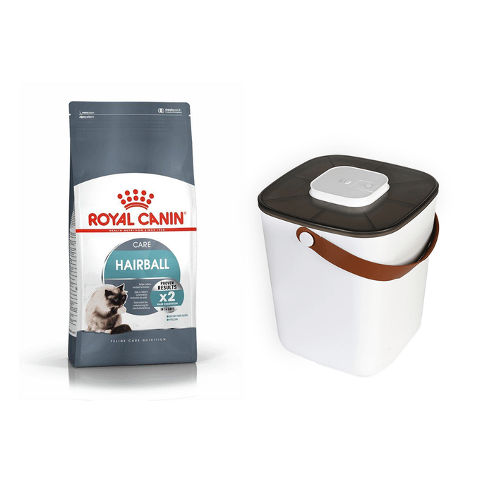 Royal Canin Hairball Care Dry Cat Food + PaWz Smart Container Bundle