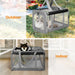 Ventilated mesh design on soft dog crate for airflow and visibility