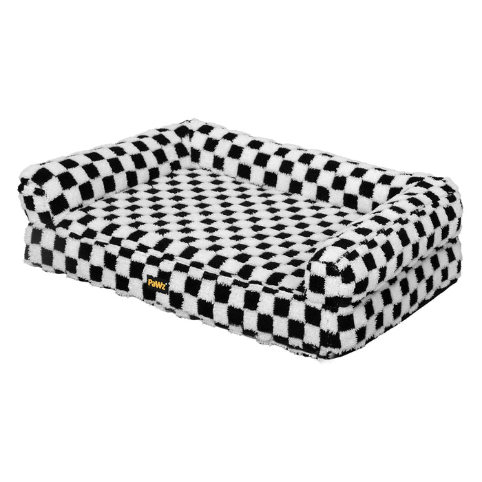 Orthopedic Dog Bed Pet Mat Calming Checkered Plush Sofa Washable