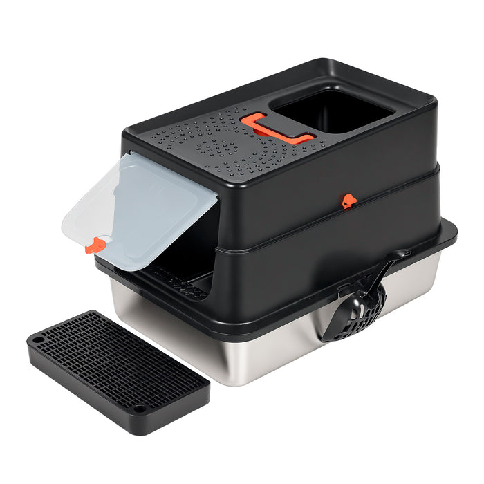 Stainless Steel Cat Litter Box Large Enclosed Removable Kitty Toilet