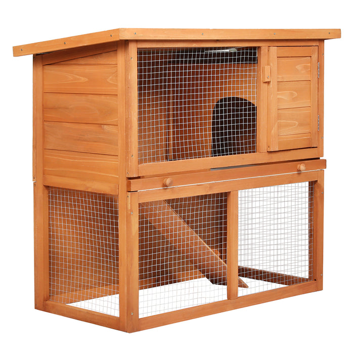 Pawz Rabbit Hutch Chicken Coop Large 2 Storey Wooden House Run Cage Outdoor