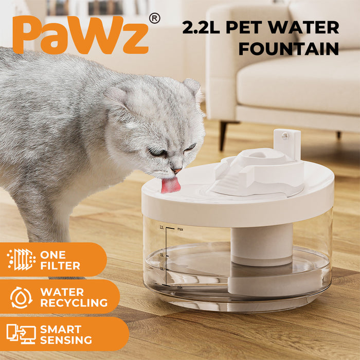 Pawz LED Automatic Electric Pet Water Fountain Dog Cat Drinking Dispenser 2.2L - petpawz.com.au