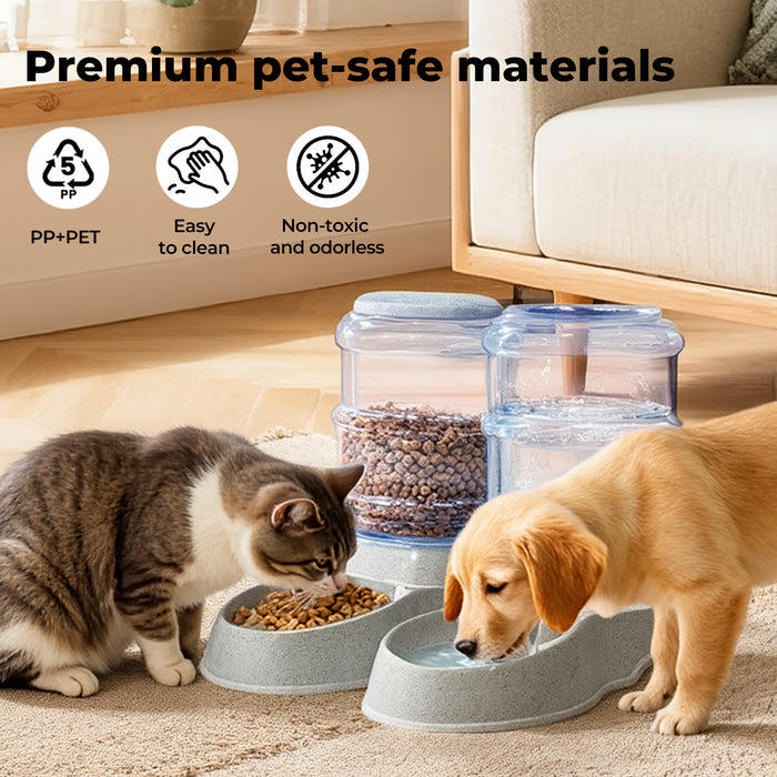 Automatic Pet Feeder Water Dispenser Set 3.5L Cat Dog Gravity Food Bowl