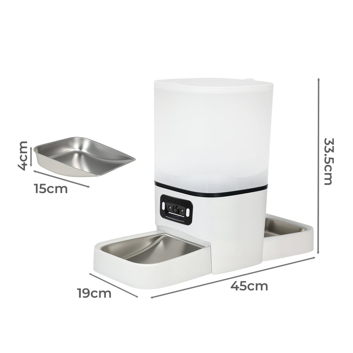 6L Automatic Pet Feeder Double Camera Cat Dog Smart Wifi App Food Dispenser