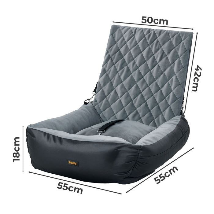 Pet Car Seat Dog Seat Travel Bed Safety Booster with Side Pocket Grey