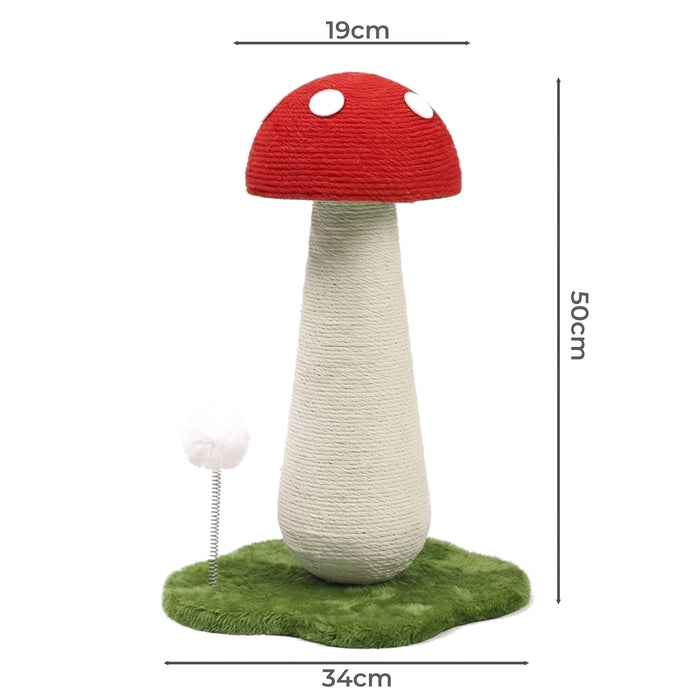 Mushroom Cat Scratching Post 50cm Sisal Rope Cat Tower with Plush Ball