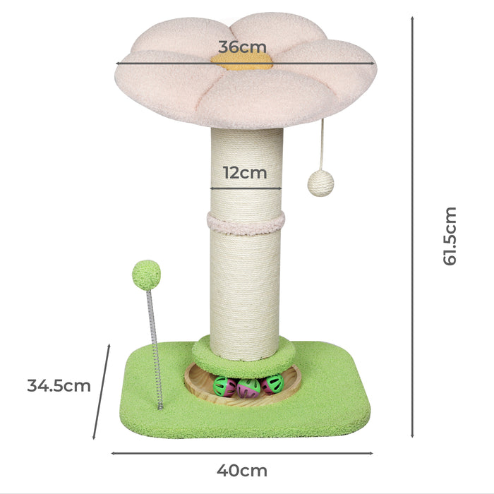 Cat Scratching Post Flower 61.5cm Cat Tree Tower Sisal Scratch Post Pink