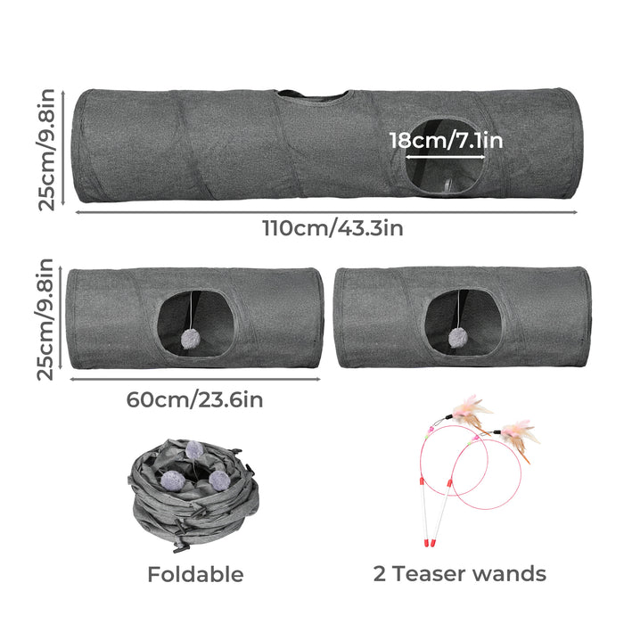 Large Cat Tunnels 3 Pcs Modular Foldable Linen Tube Kittens Cat Toys