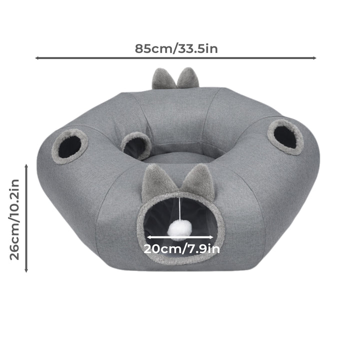 Large Cat Tunnel Bed Multi-Functional Toy Interactive Pet Playhouse Indoor