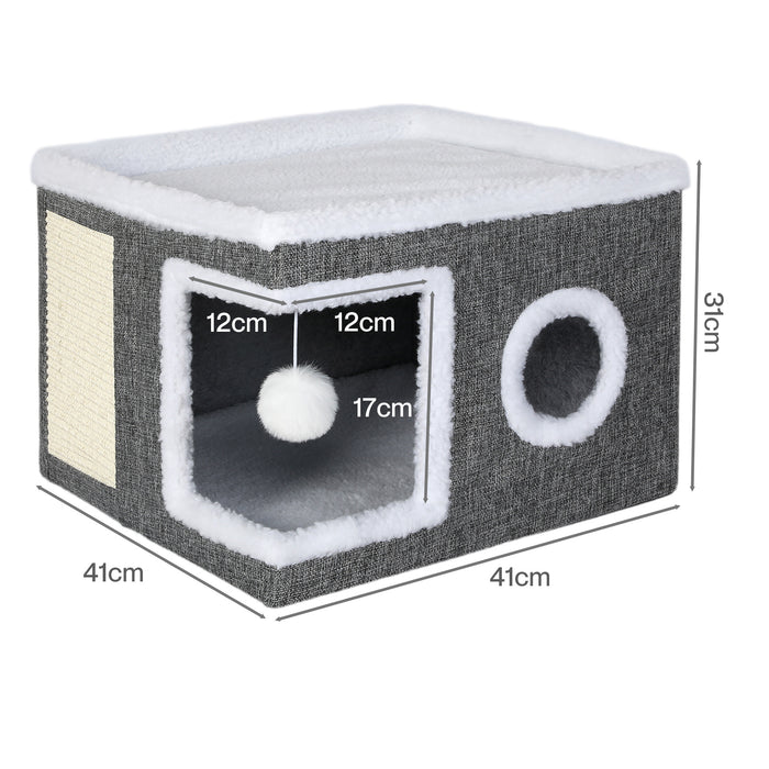 Large Cat House Foldable Bed Condo Scratcher Indoor Cave Multi Small Pet