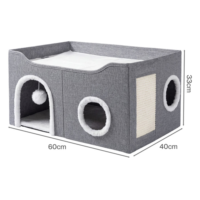 Foldable Cat House Cave Bed Hideaway Interactive Nest Scratching Board