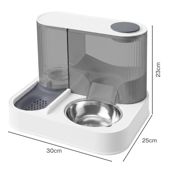 Automatic Cat Feeder Gravity Food and Water Dispenser for Home Travel White