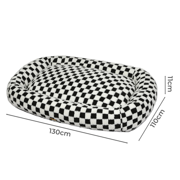 Dog Bed Calming Pet Checkered Plush Bed Soft Washable Bed Non-Slip