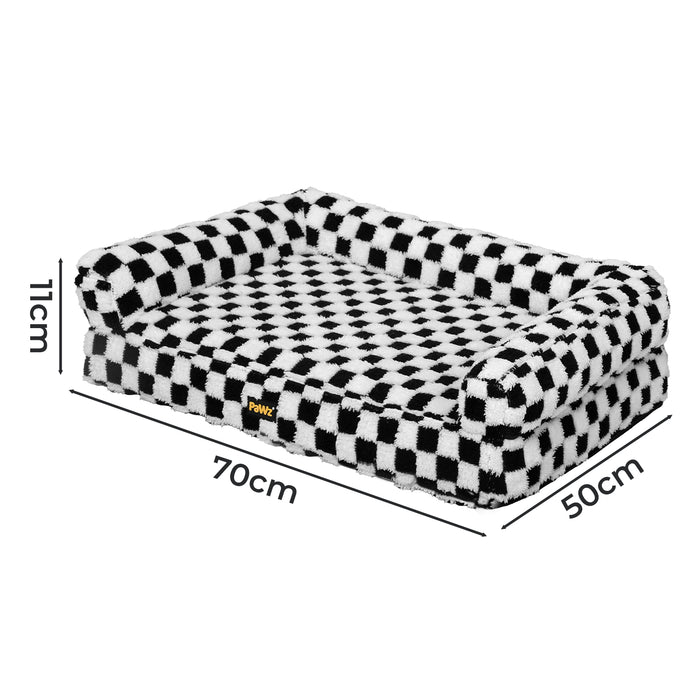 Orthopedic Dog Bed Pet Mat Calming Checkered Plush Sofa Washable