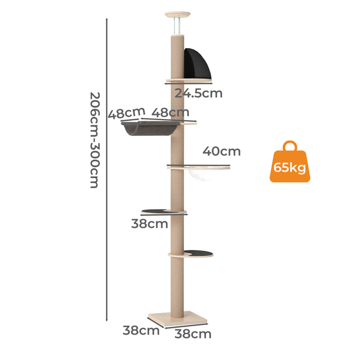 Cat Tree Large Tower Scratching Post Scratcher Cat Condo House Beds 300cm