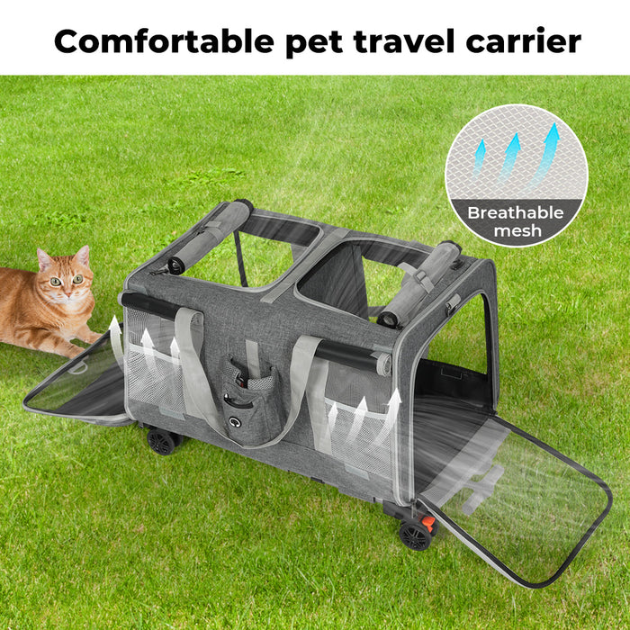 Pawz Pet Carrier 4 Wheel Portable Rolling Foldable Dog Cat Travel Bag Max 50kg