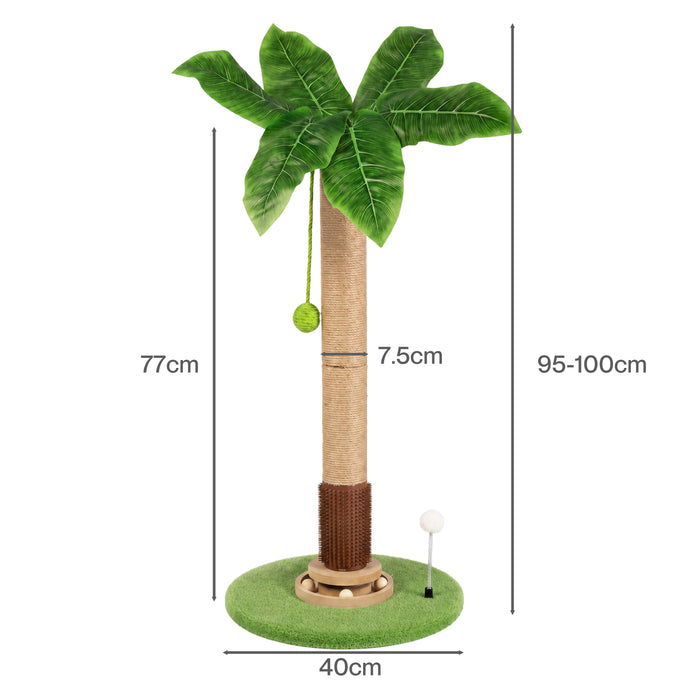 Cat Scratching Post 77cm Palm Tree Cat Scratcher Balls Sisal Green