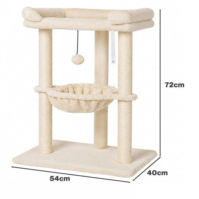 Cat Tree Tower with Hammock Play Ball 6cm Sisal Post Large Perch Beige