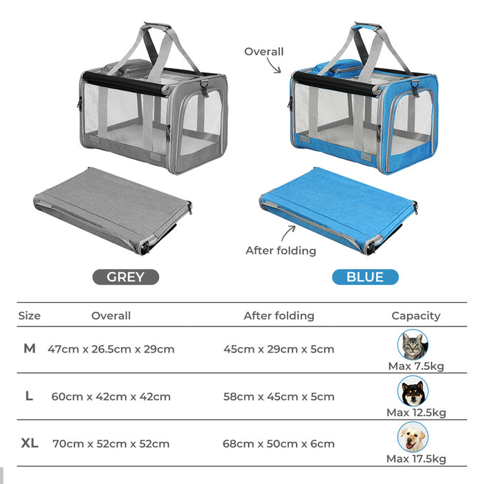 Pawz Pet Carrier Foldable Dog Cat Soft Crate Travel Cage Portable Bag Kennel