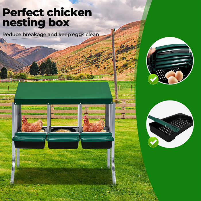 Pawz Chicken Hen Coop Hutch 3 Hole Inside Outside Roll Away Lay Egg Nesting Box