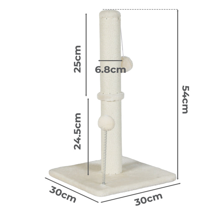 Cat Scratcher Scratching Post Natural Sisal Kitten Stable Ball Toys 54cm