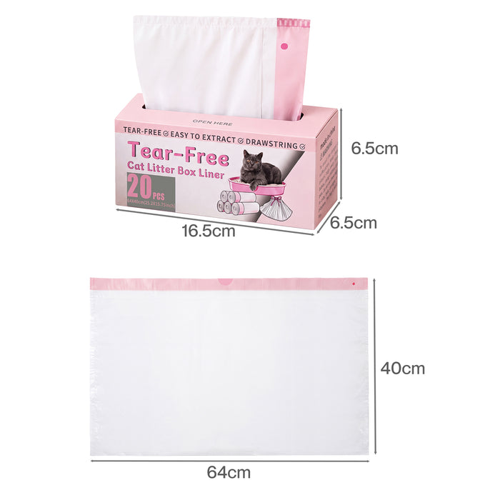 Pawz Cat Litter Bags 120 Count Drawstring 64 x 40cm 10kg HDPE White Pink