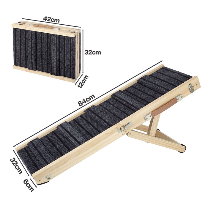 Dog Ramp Adjustable Foldable 4 Heights Non Slip for Small pets Natural