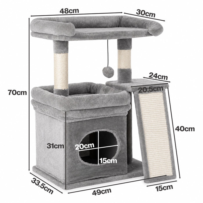 Cat Tree Tower Large Perch Condo Sisal Scratcher for Indoor Felines Grey