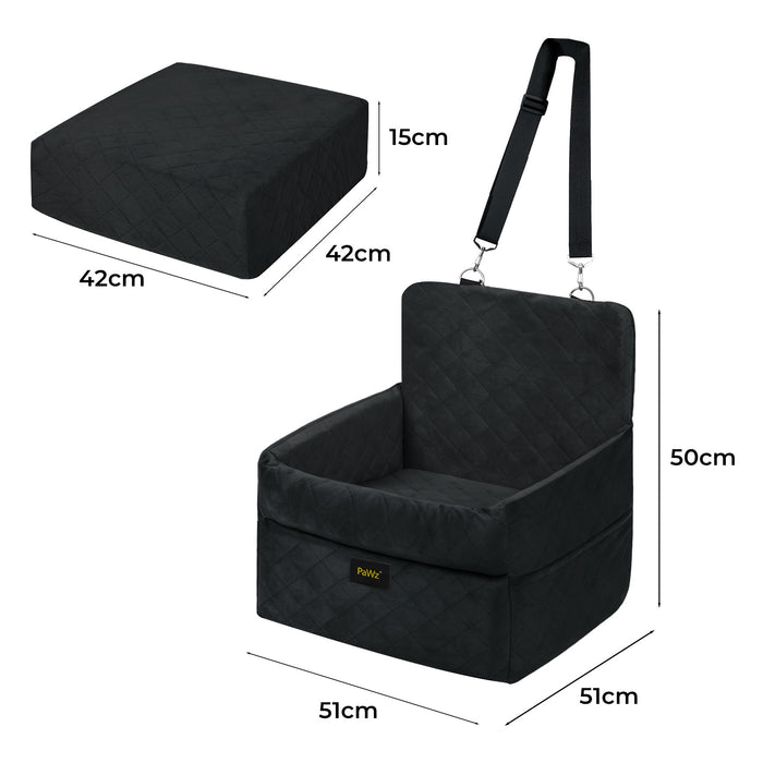 Pet Car Seat Booster Belt Pet Portable Travel Bed Easy Clean Washable Black