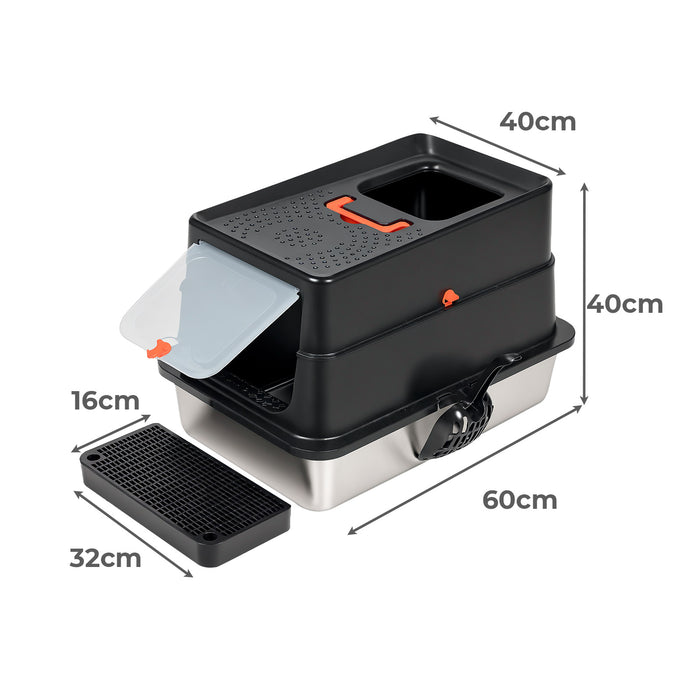 Stainless Steel Cat Litter Box Large Enclosed Removable Kitty Toilet