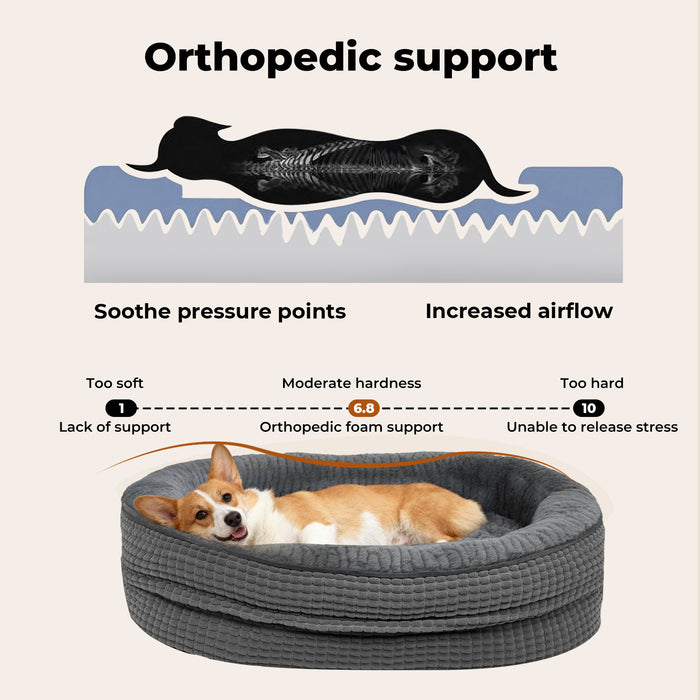Orthopedic Plush Dog Bed Soft Washable Pet Bed Grey Cosy Cushion