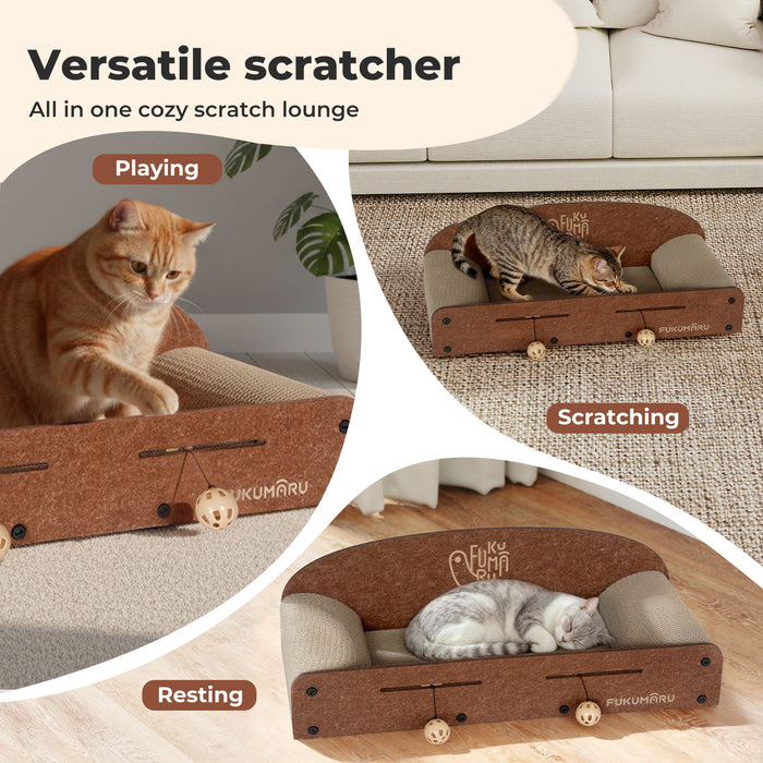 Cat Scratcher Scratching Board Corrugated Cardboard Scratch Bed Toy 2 Balls