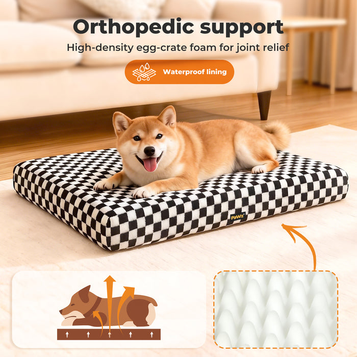 Orthopedic Dog Bed Memory Foam Dog Mattress Square Checkerboard Pet Mat