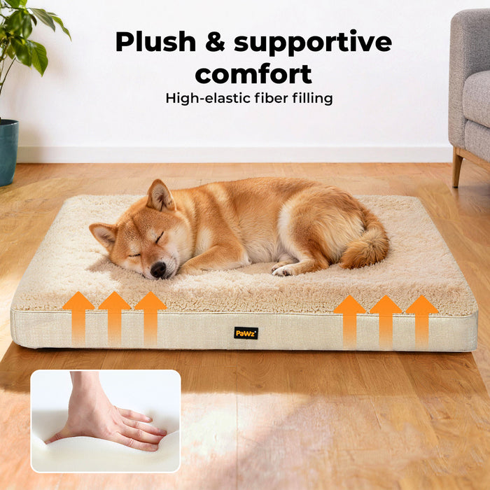 Dog Bed Soft Pet Mat Non-Slip Cushion Beige Removable Washable
