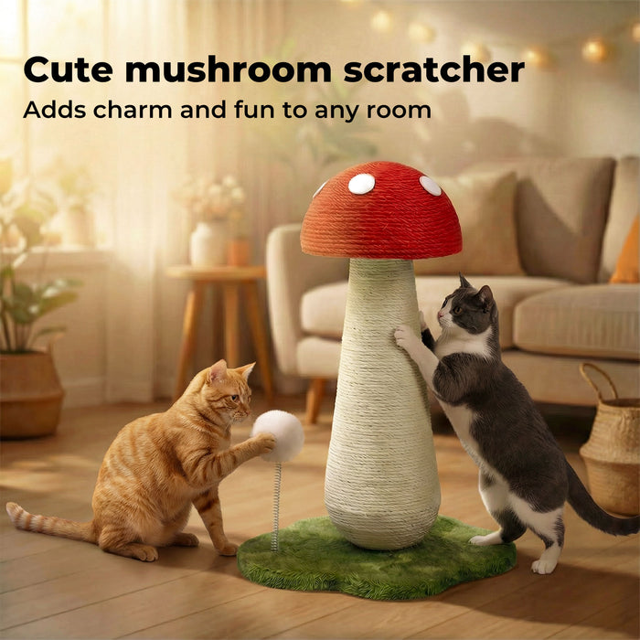 Mushroom Cat Scratching Post 50cm Sisal Rope Cat Tower with Plush Ball