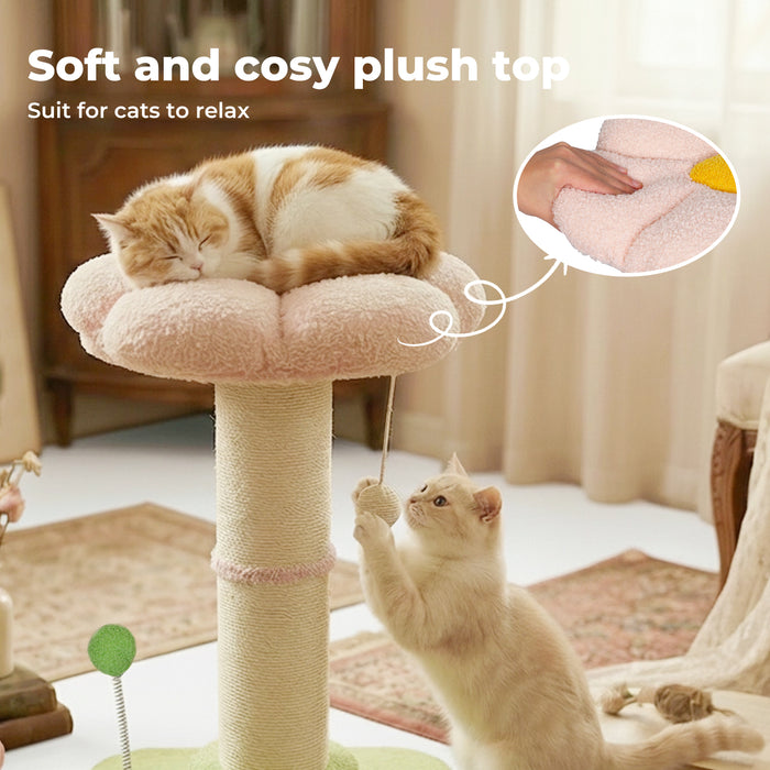 Cat Scratching Post Flower 61.5cm Cat Tree Tower Sisal Scratch Post Pink
